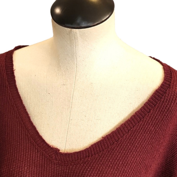 Womens For The Republic maroon v neck knit long sleeve top size Medium. - Picture 7 of 14